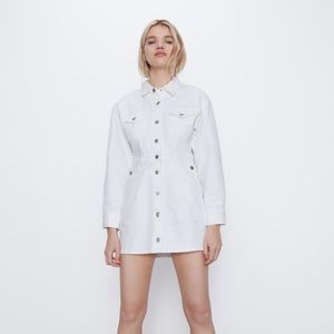 Zara White Denim Dress